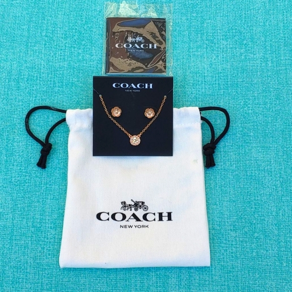 Coach Jewelry - Coach Open Circle Necklace & Tea Rose Set